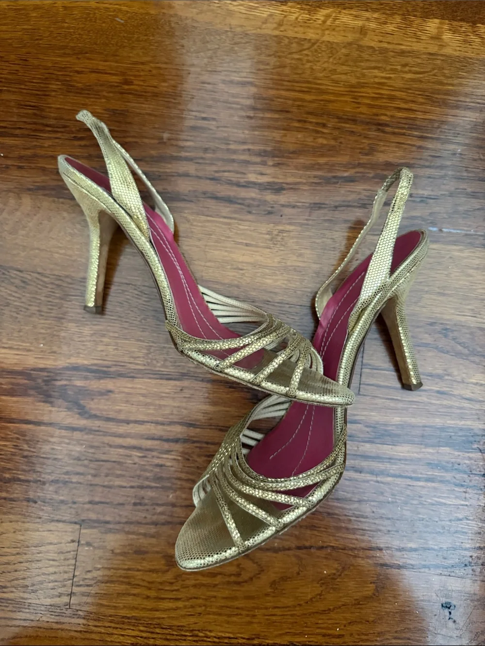 kate spade Gold Beaded Slingback Heels with Pink Insole size 9